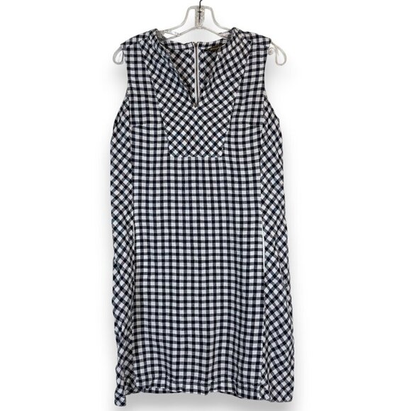 Tommy Bahama Gingham Mini Linen Shift Dress Blue Plaid Pockets Small - Picture 10 of 10